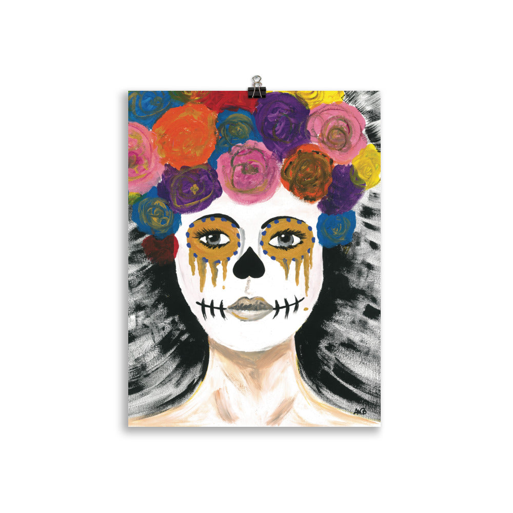 Colorful Catrina portrait art print in A3