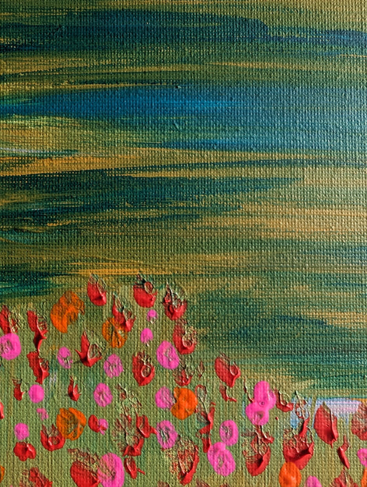 Landscape with flower meadow – Acrylic Painting