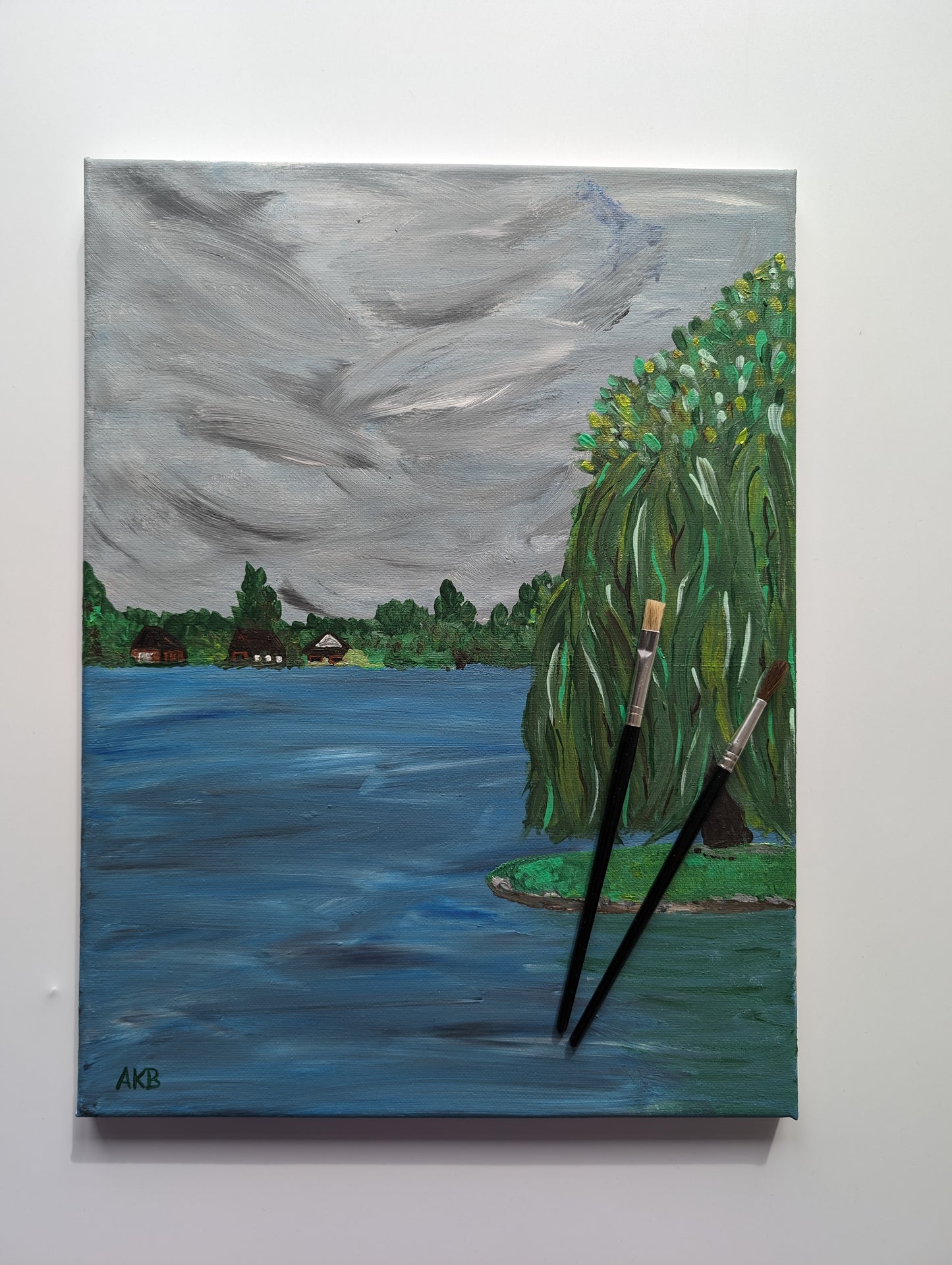 Old Tree by the Lake, Schwerin – Acrylic Painting