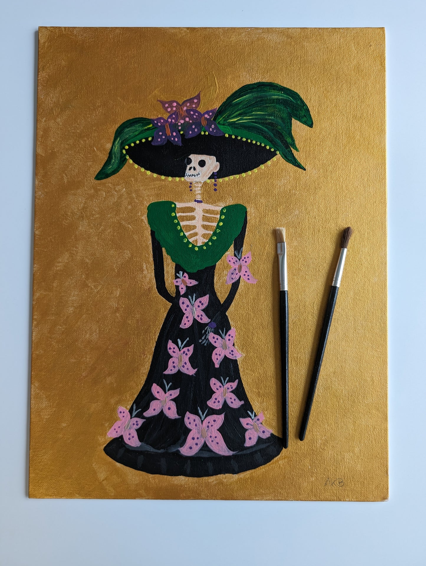 Catrina with Butterflies – Acrylic Painting