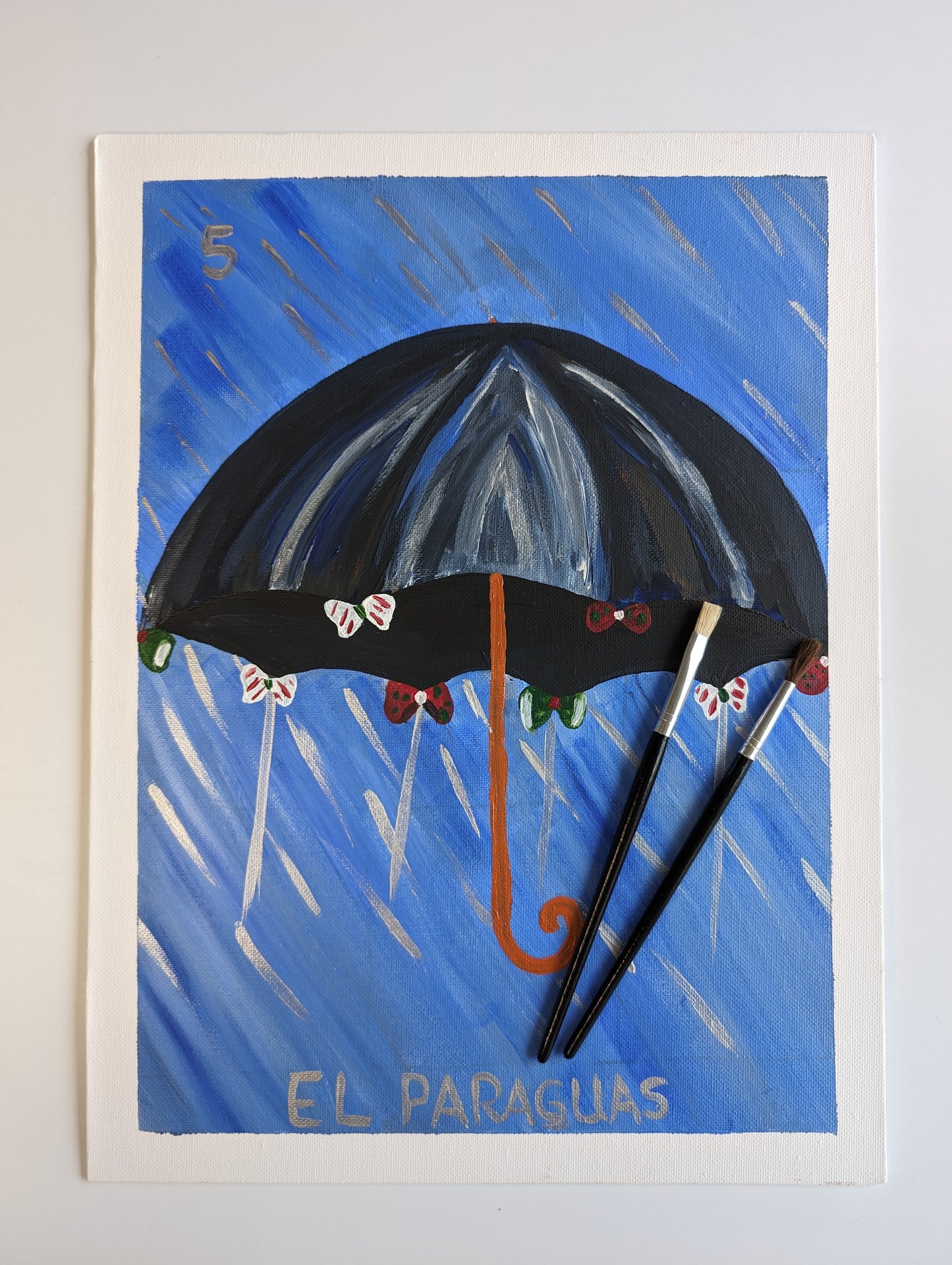 El Paraguas, Mexican Lotería – Acrylic Painting