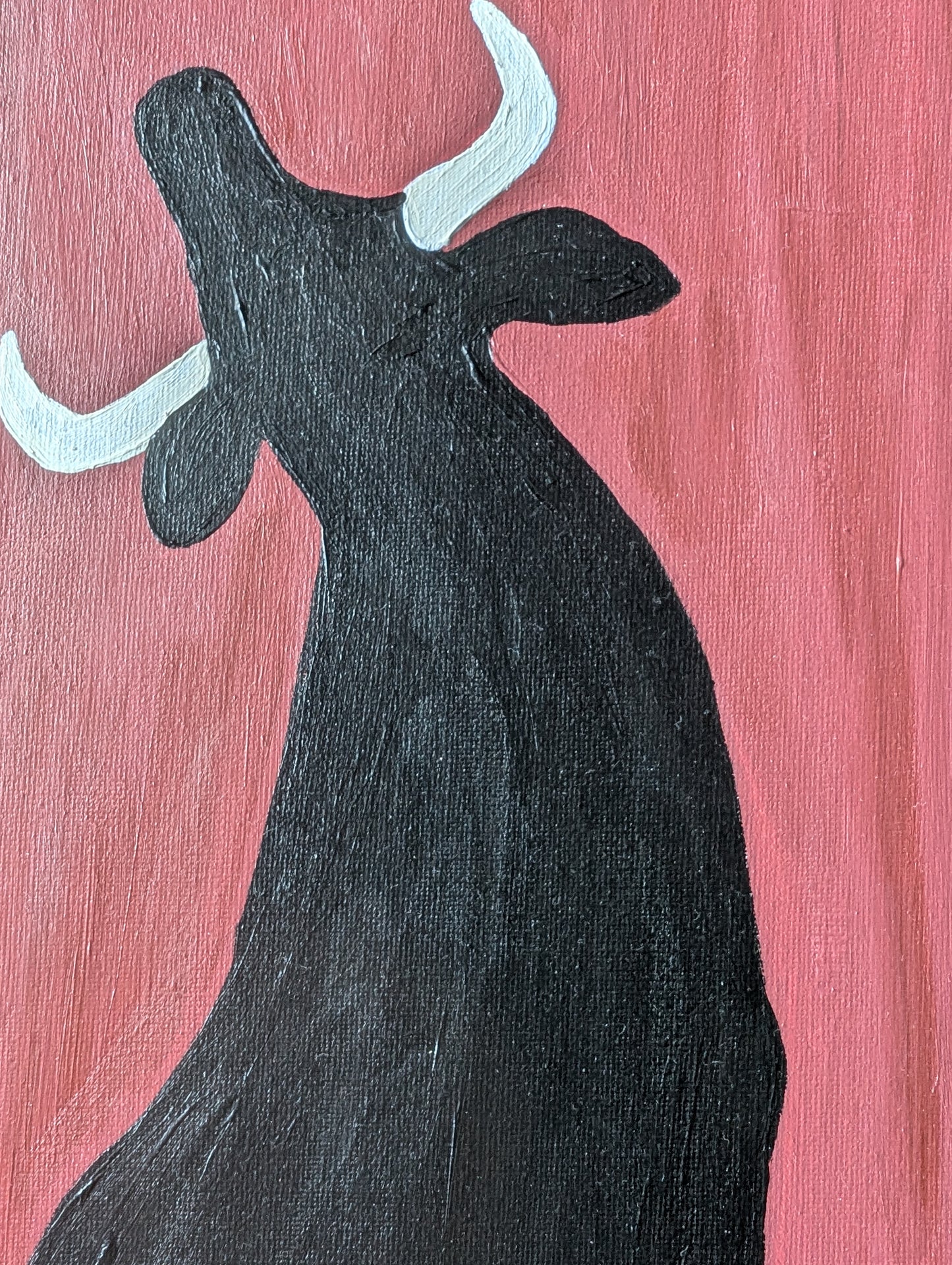Black Bull Silhouette - Acrylic Painting