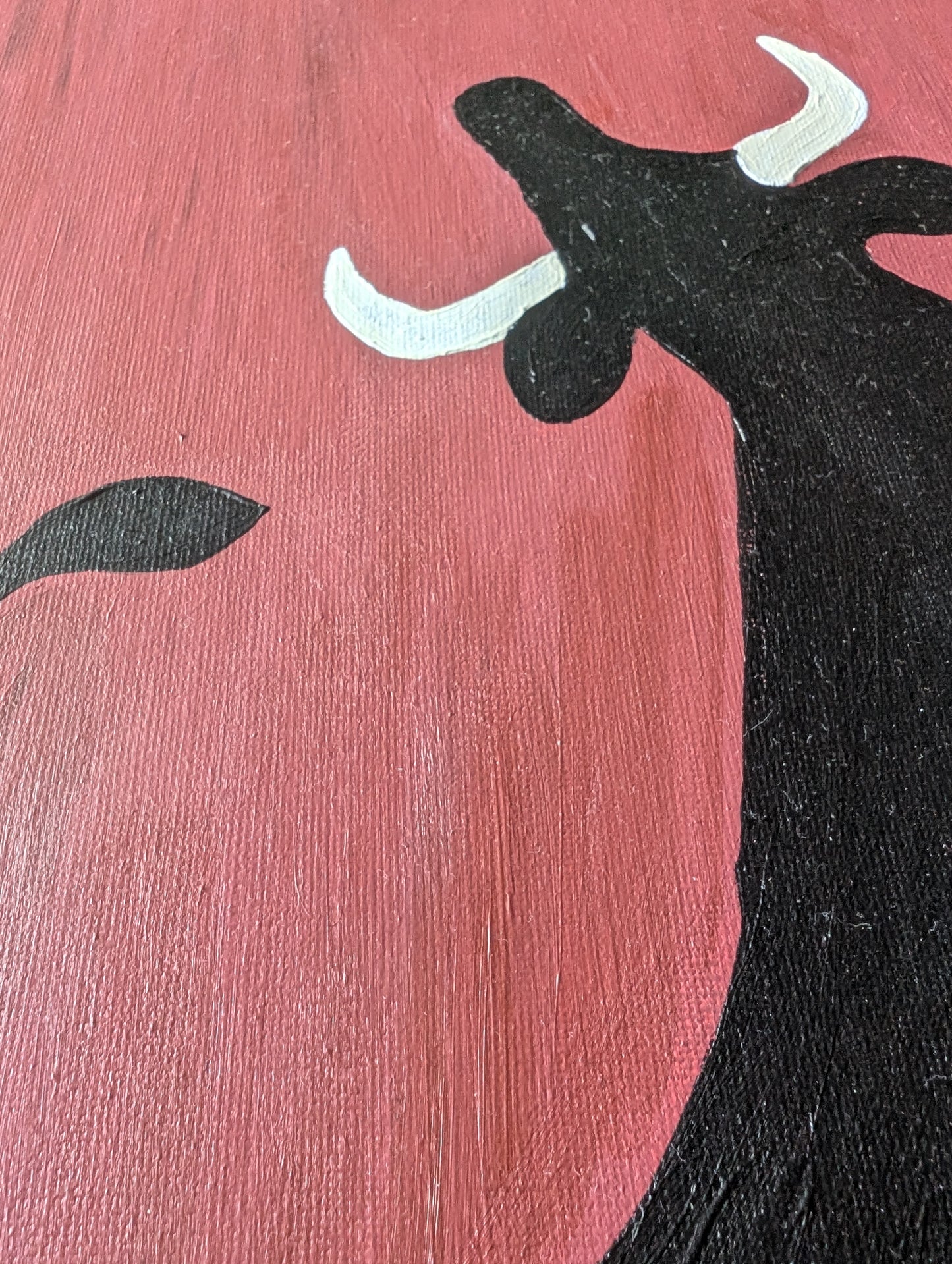 Black Bull Silhouette - Acrylic Painting