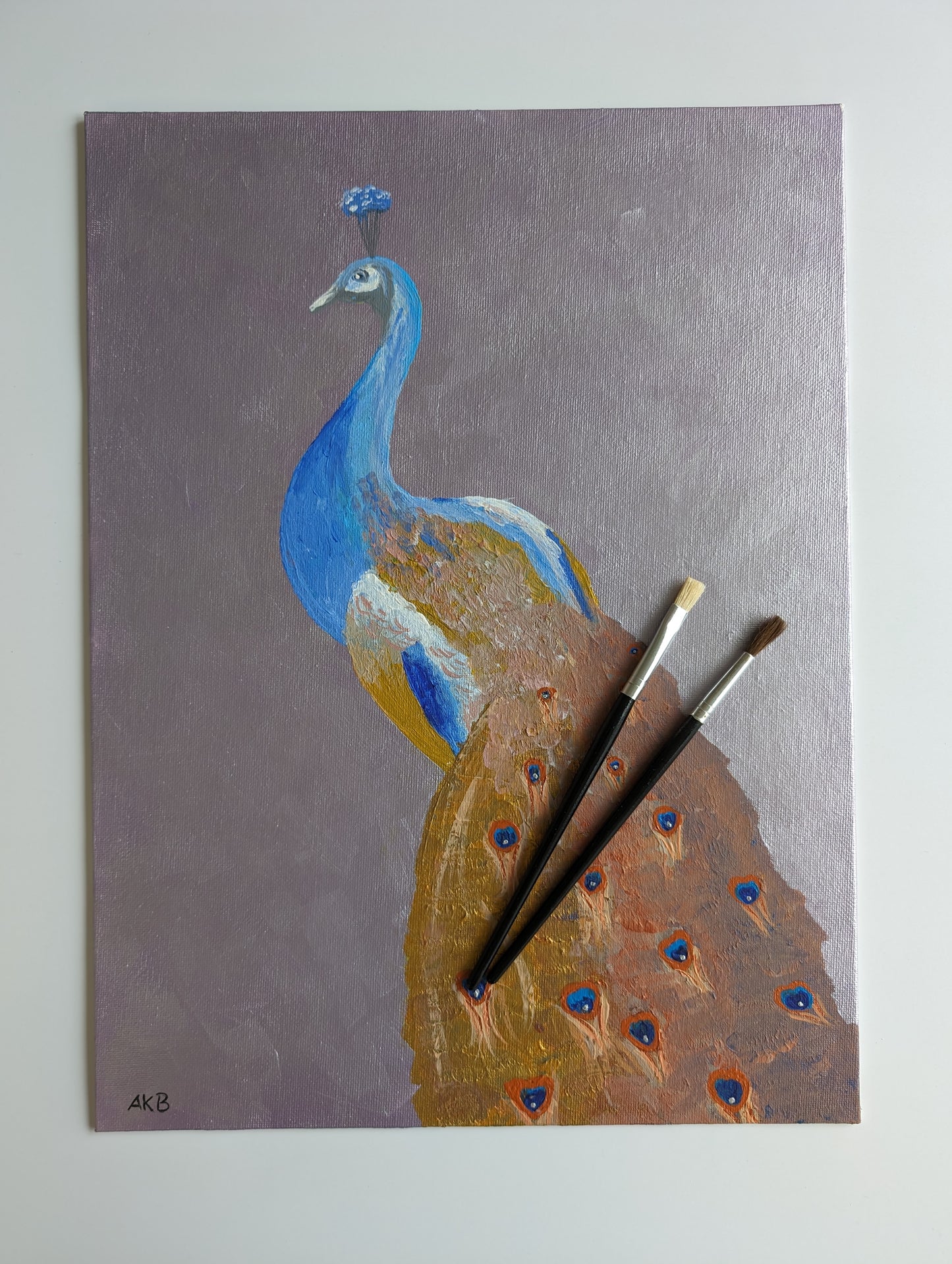 Metallic Peacock Grace – Acrylic Painting
