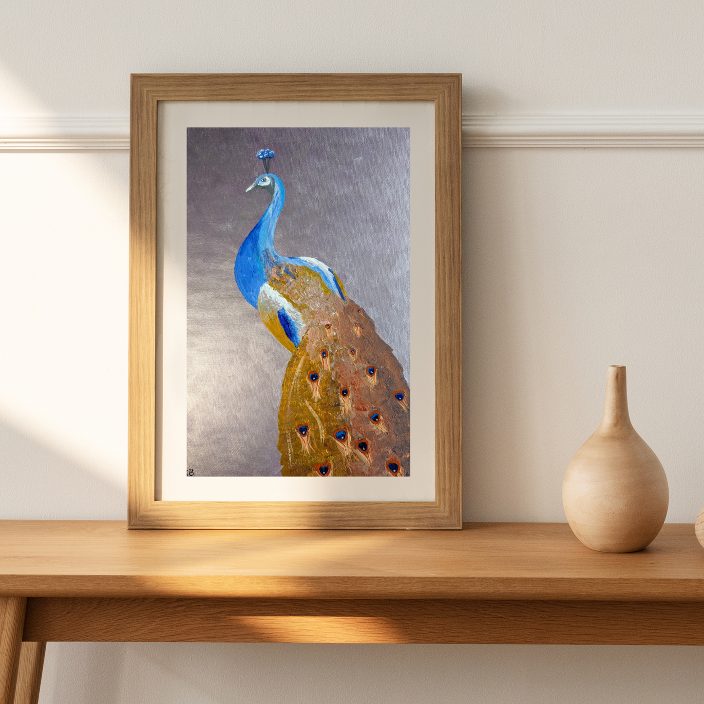 Metallic Peacock Grace – Acrylic Painting