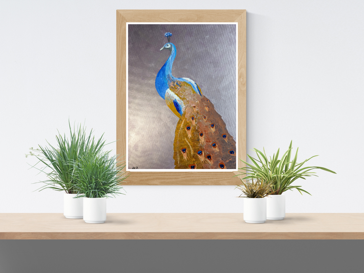 Metallic Peacock Grace – Acrylic Painting