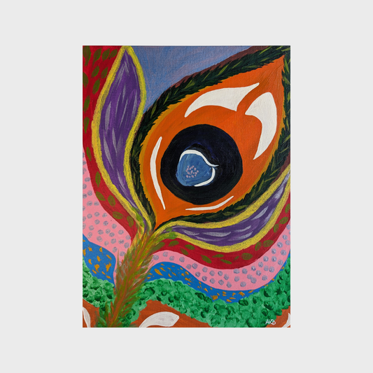 Pavo Real Feather, original acrylic painting by AnKaDel Art