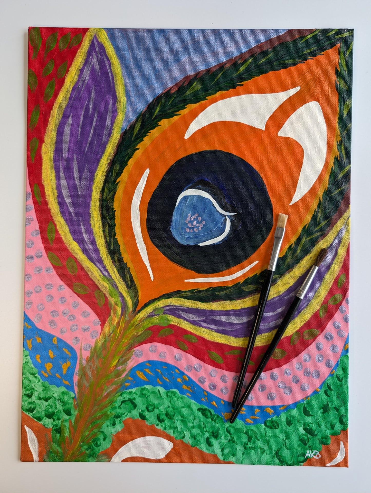 Pavo Real Feather – Acrylic Painting