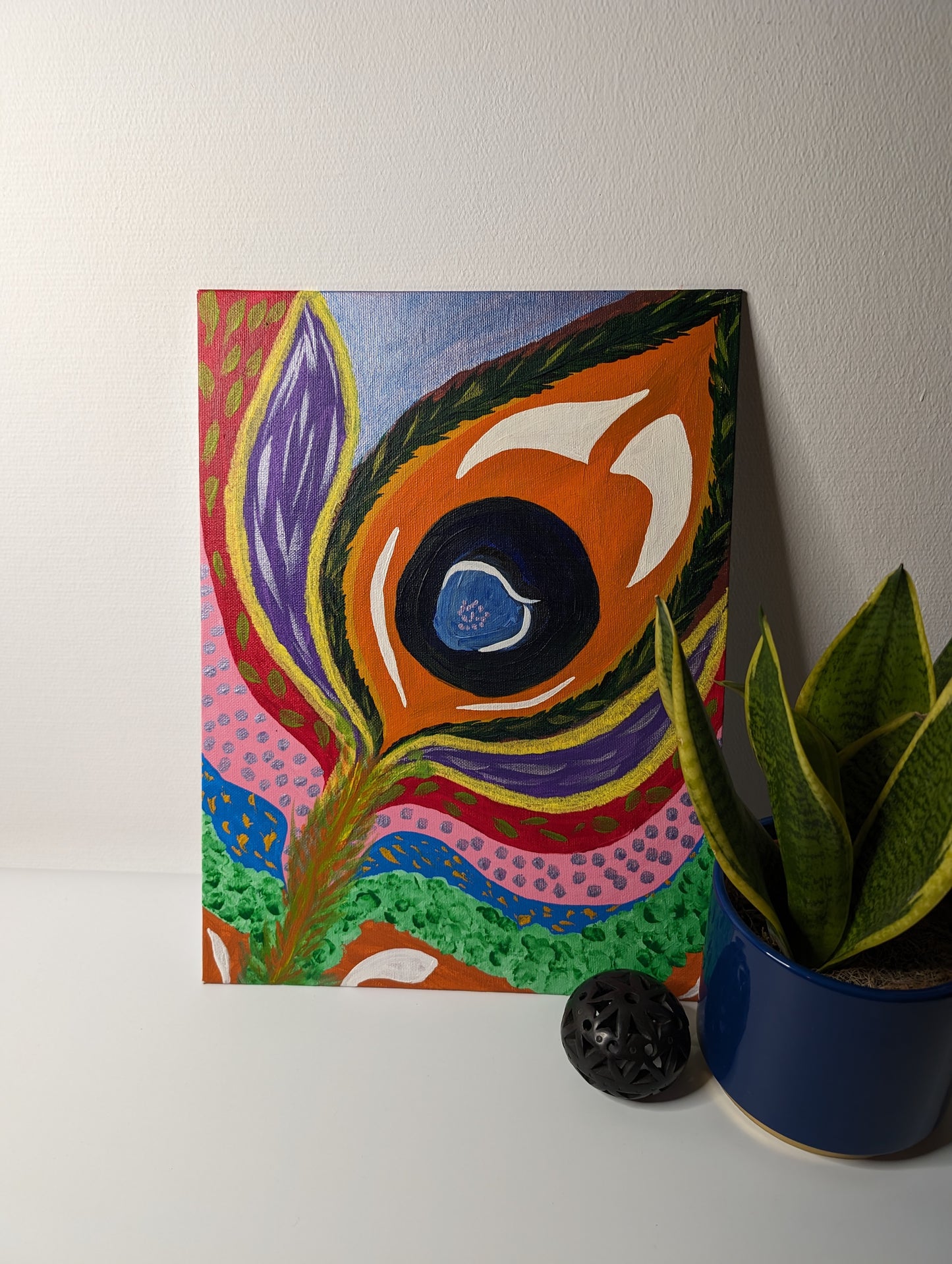 Pavo Real Feather – Acrylic Painting