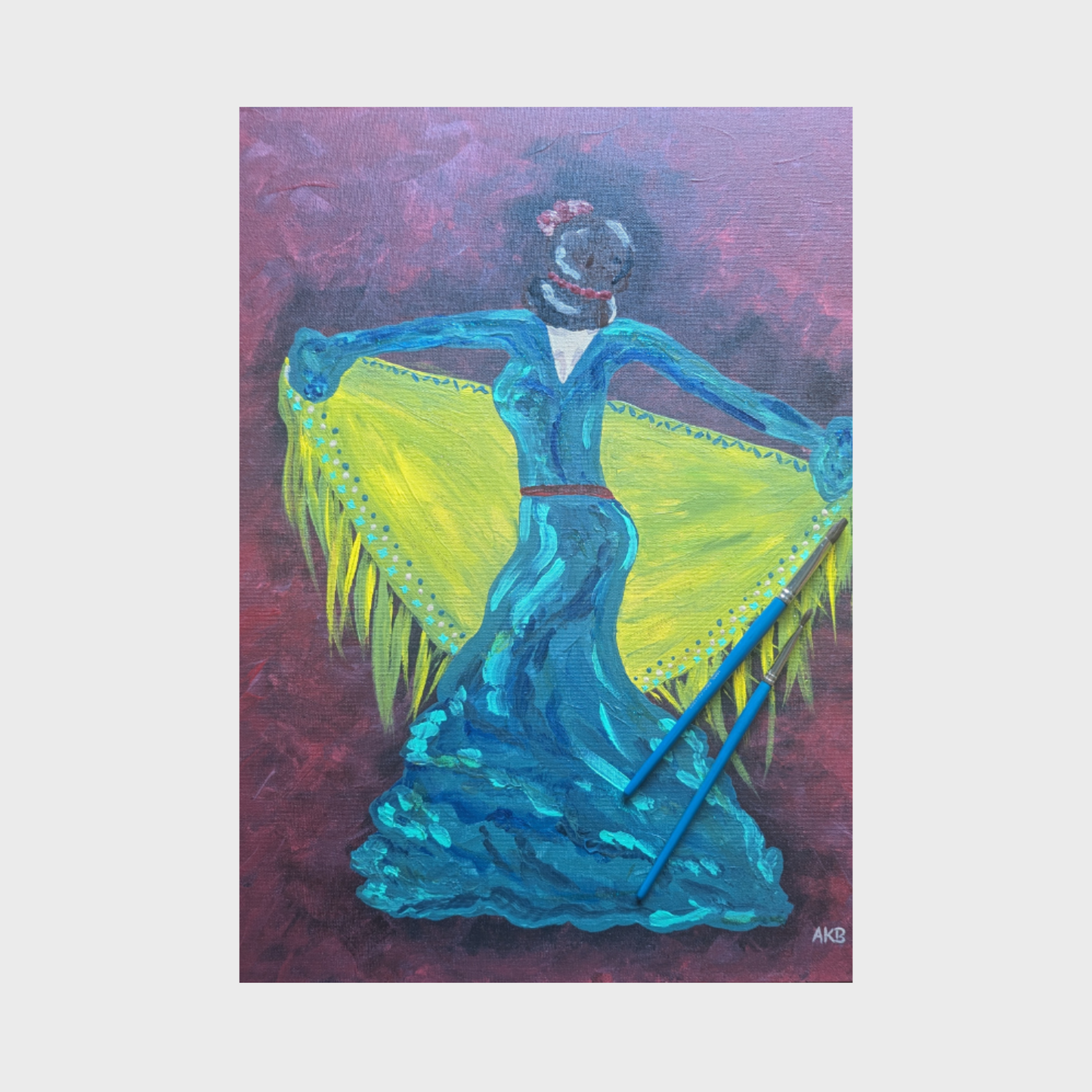Flamenco Dancer in Blue – Acrylic Painting