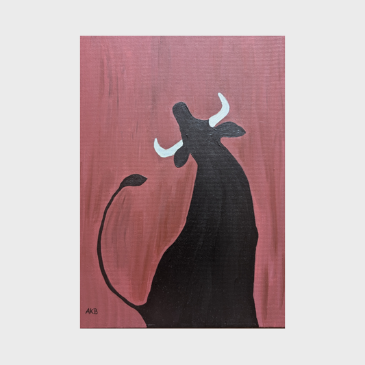 Black Bull Silhouette, original acrylic painting by AnKaDel Art