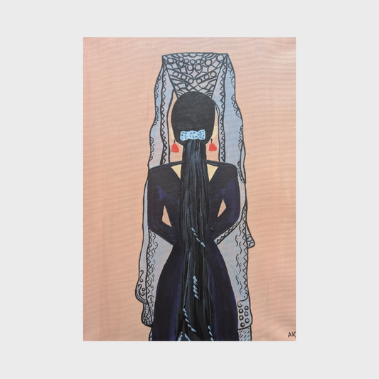 Spanish Woman with Mantilla, original acrylic painting by AnKaDel Art