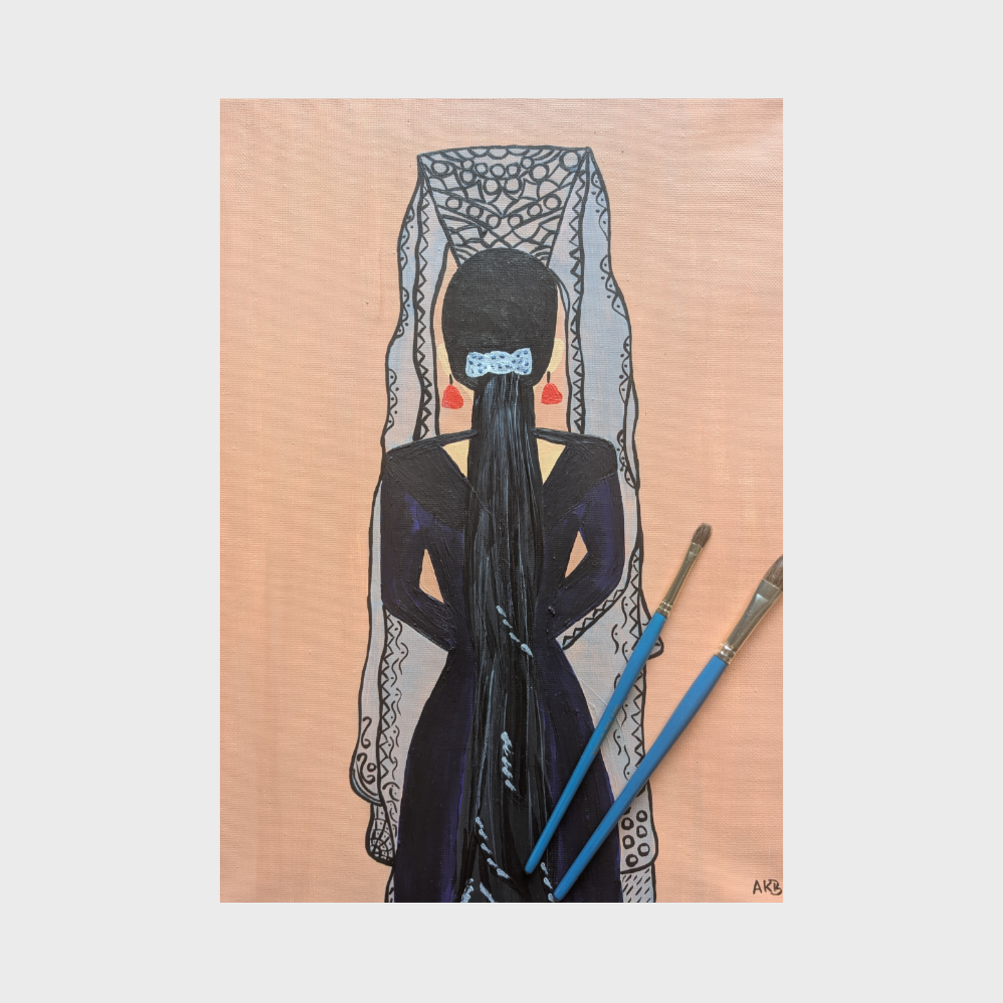 Spanish Woman with Mantilla – Acrylic Painting