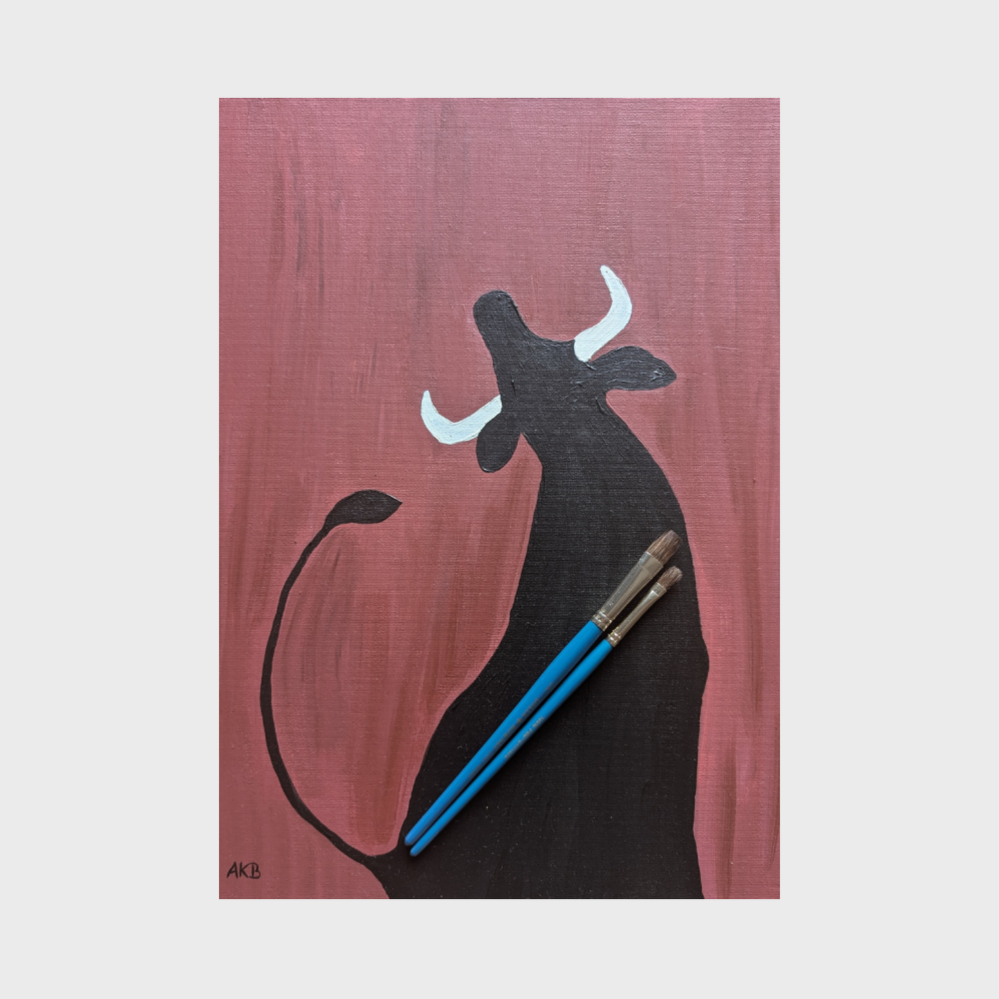 Black Bull Silhouette - Acrylic Painting