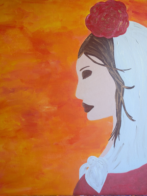 La Chulapa y los Claveles – Original Acrylic Painting (73 x 60 cm)
