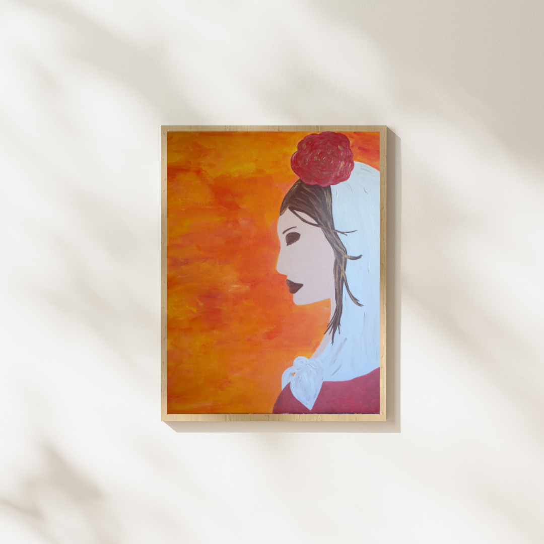 La Chulapa y los Claveles – Original Acrylic Painting (73 x 60 cm)