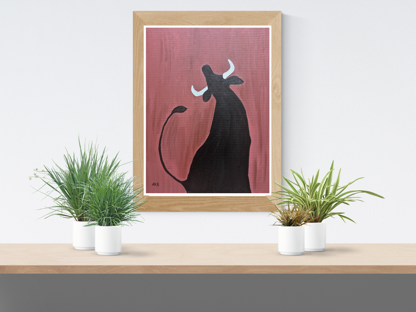 Black Bull Silhouette - Acrylic Painting