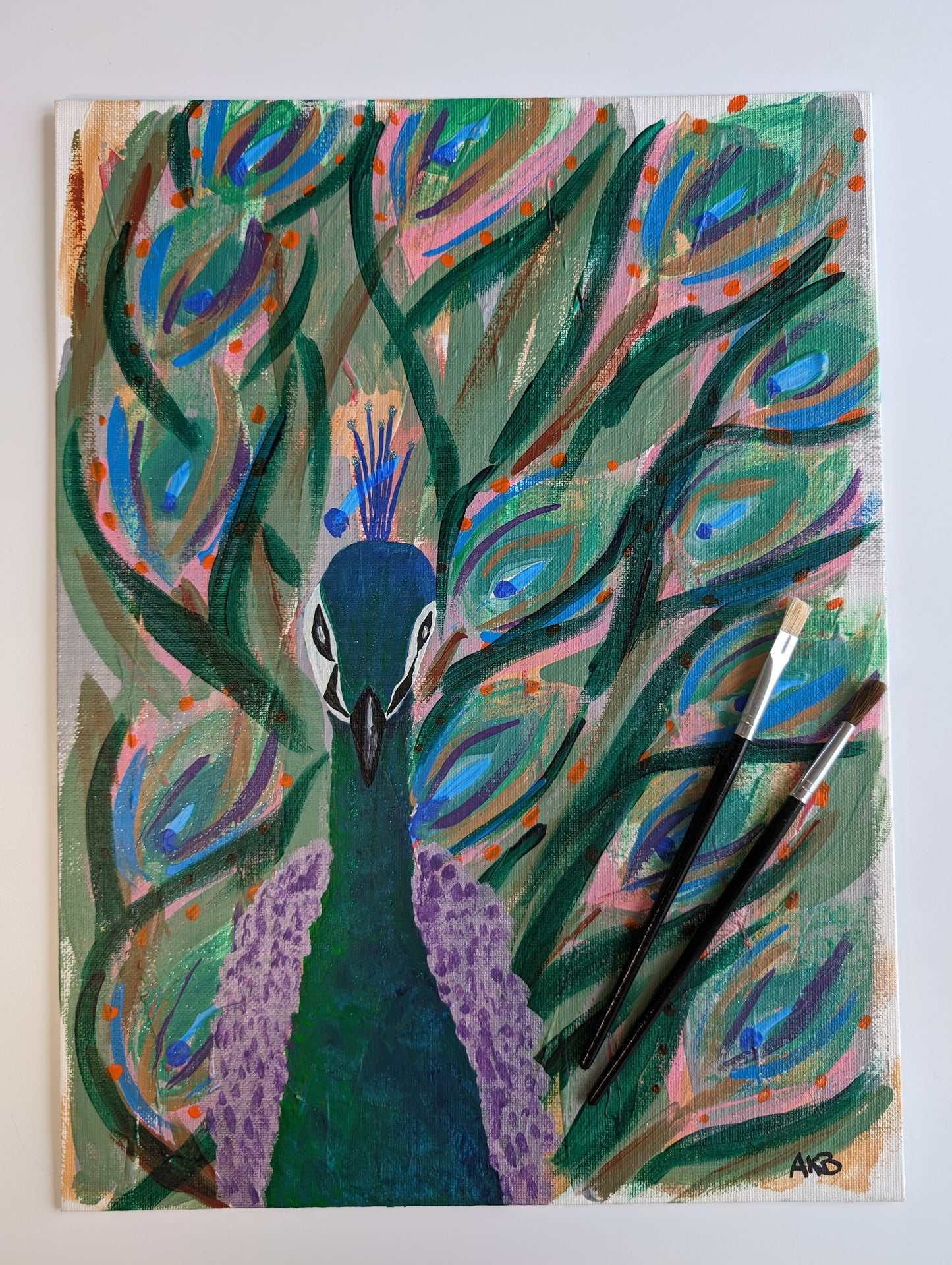 Pavo Real, green – Acrylic Painting