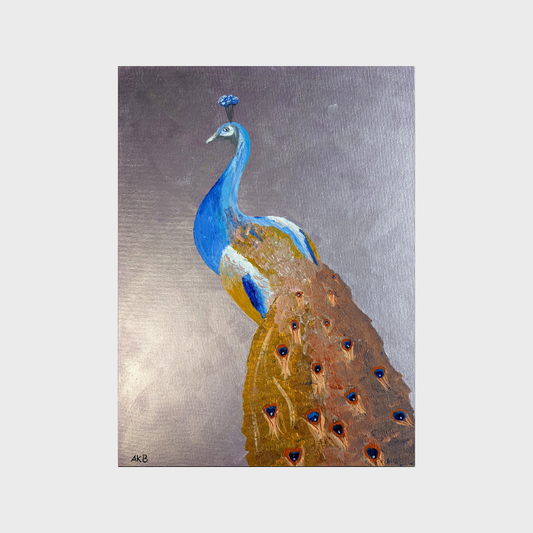 Metallic Peacock Grace – Acrylic Painting