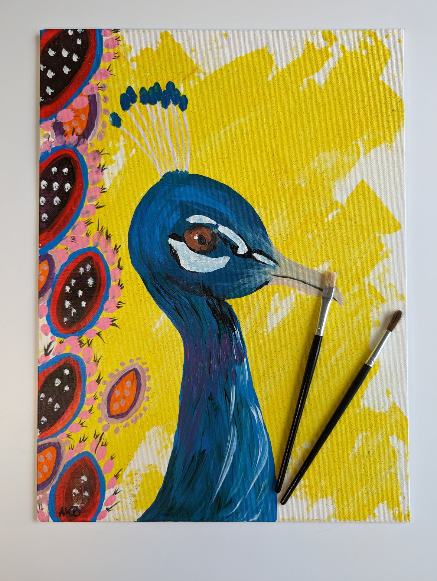 Pavo Real, yellow– Acrylic Painting