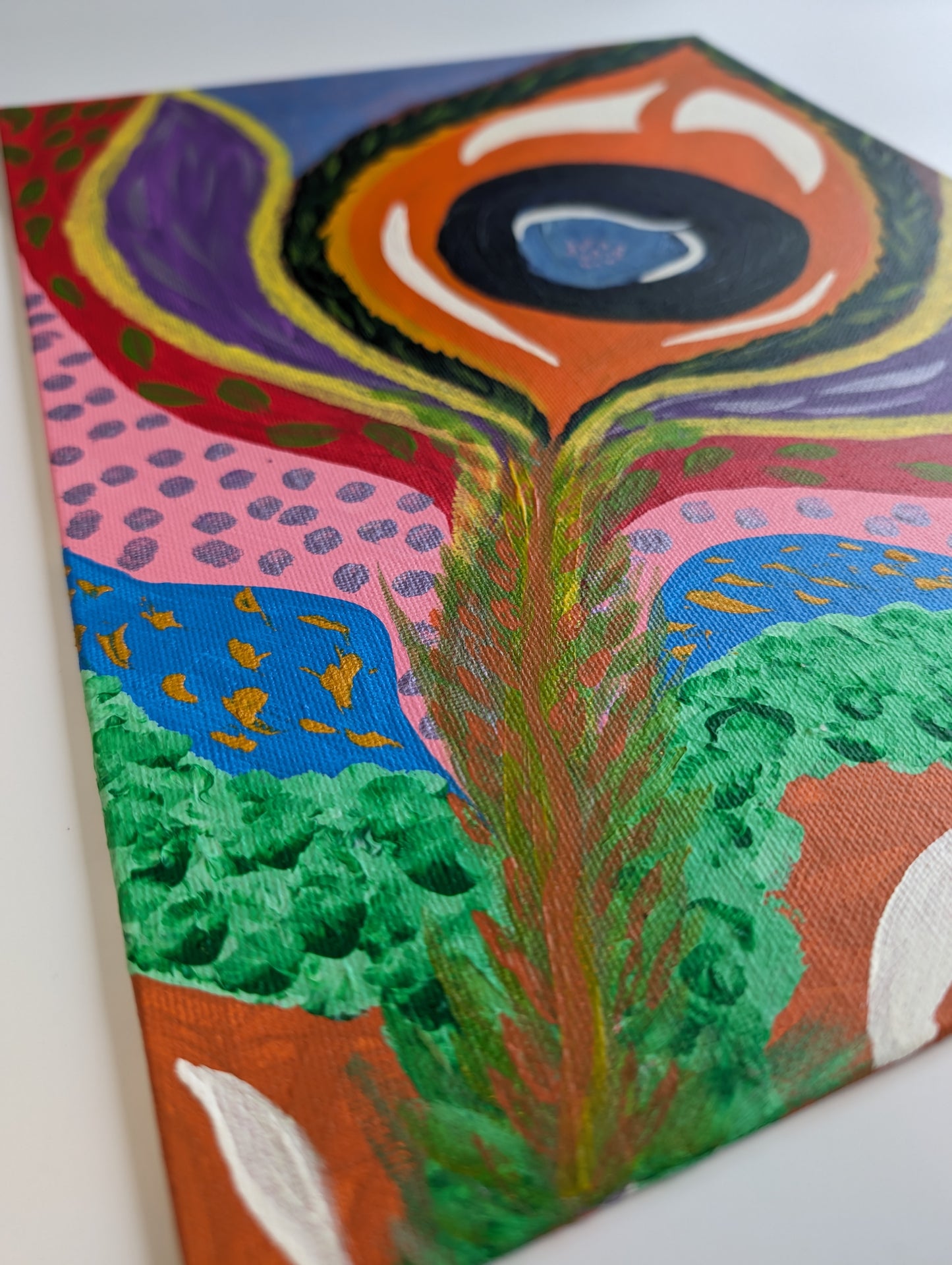Pavo Real Feather – Acrylic Painting