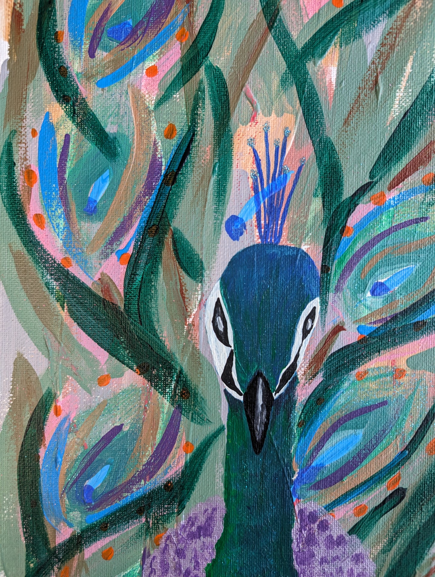 Pavo Real, green – Acrylic Painting