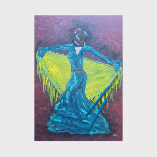 Flamenco Dancer in Blue – Acrylic Painting