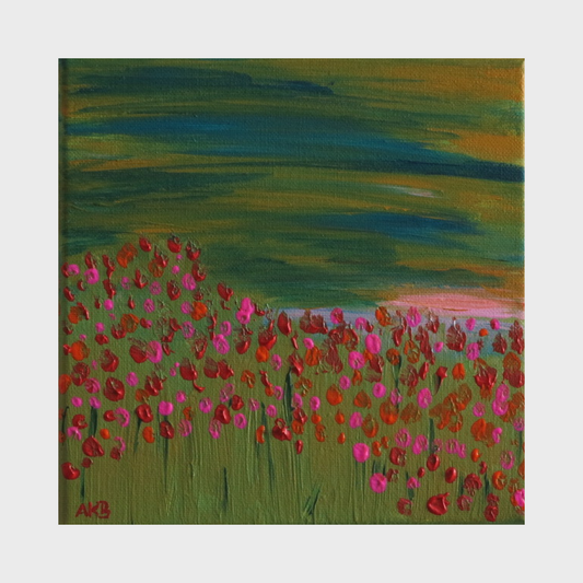 Landscape with flower meadow – Acrylic Painting